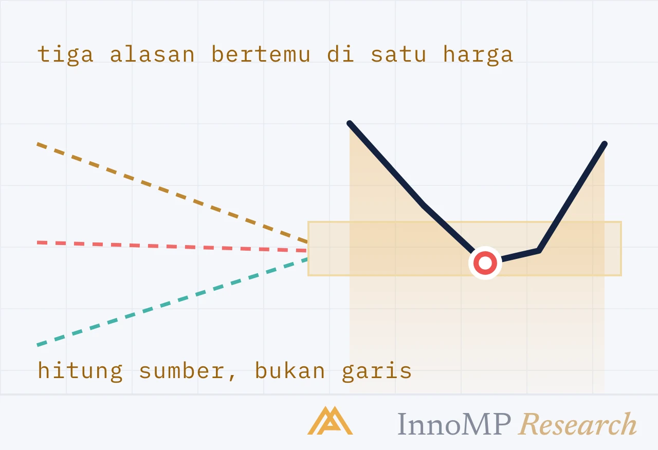 Ilustrasi sampul InnoMP Research — hitung sumber, bukan garis